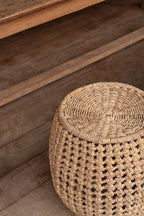 Kruk bananenblad Dannih handgemaakt, naturel – Ø 49 x 45 cm, als zitplaats of bijzettafel