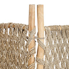 Scheidingswand teakhout zeegras boho naturel H 170 x L 150 x D 5 cm, voor binnen en overdekt buiten