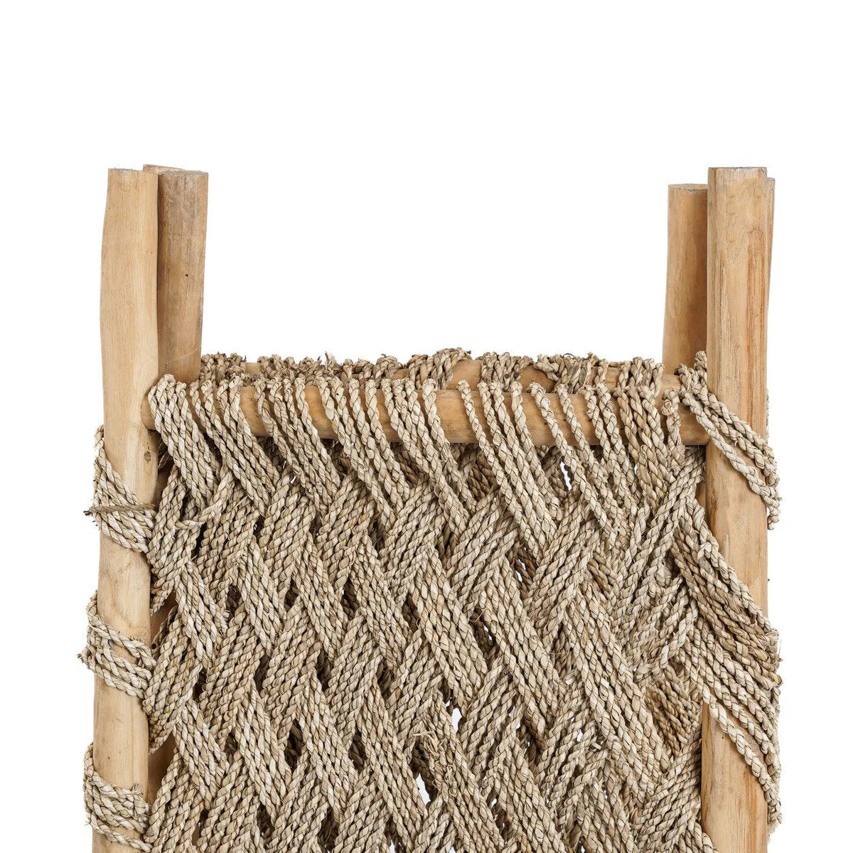 Scheidingswand teakhout zeegras boho naturel H 170 x L 150 x D 5 cm, voor binnen en overdekt buiten