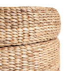 Opbergpoef waterhyacint Circle, naturel, Ø 60 cm, hoogte 45 cm, rond met deksel voor de woonkamer