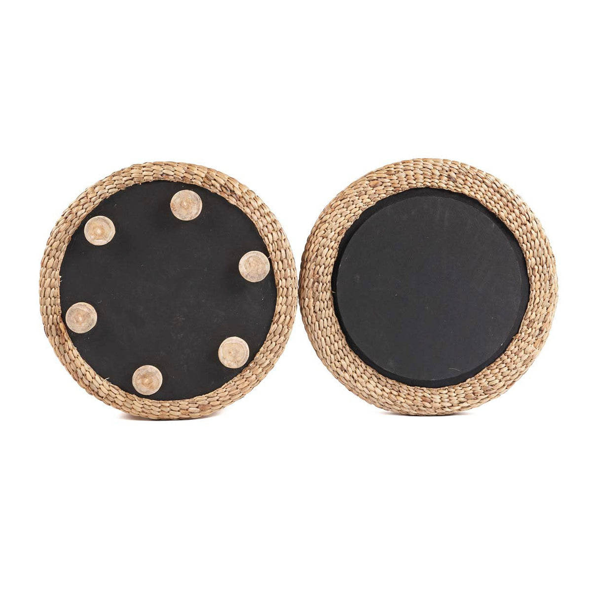Opbergpoef waterhyacint Circle, naturel, Ø 60 cm, hoogte 45 cm, rond met deksel voor de woonkamer