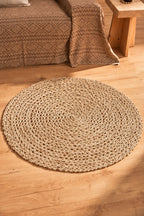 Vloerkleed rond sisal Sizali naturel Ø 100 cm, handgemaakt voor woonkamer of slaapkamer