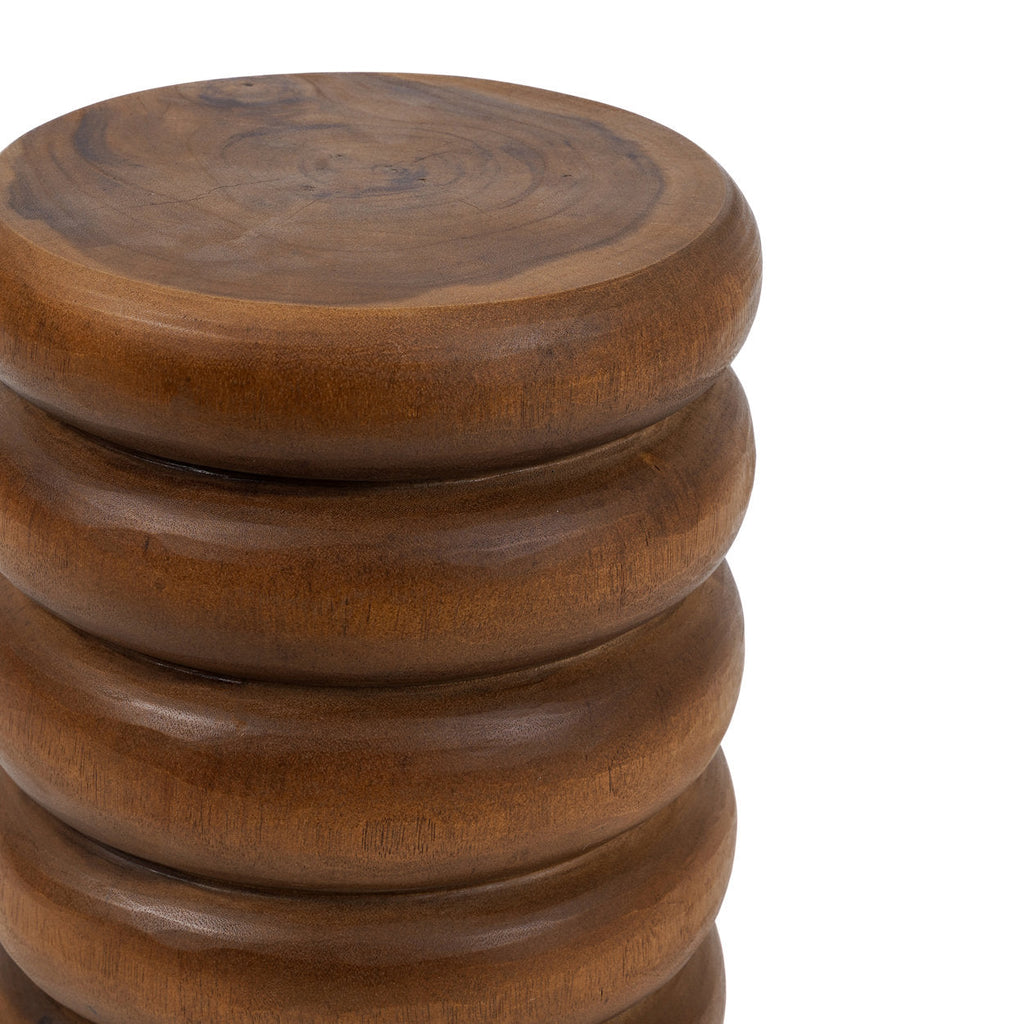 Kruk suarhout Umiko naturel, handgemaakt, Ø 30 x 45 cm – bijzettafel voor woonkamer en slaapkamer