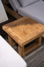 Bijzettafel gerecycled teakhout (suarhout) naturel 50 x 50 x 40 cm, voor woonkamer, binnen en overdekt buiten