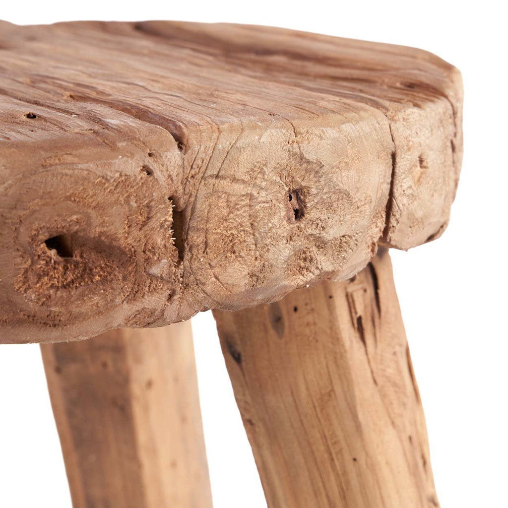 Bijzettafel teakhout rustiek Marabunta naturel 50 x 50 x 40 cm voor woonkamer, slaapkamer of overdekt terras