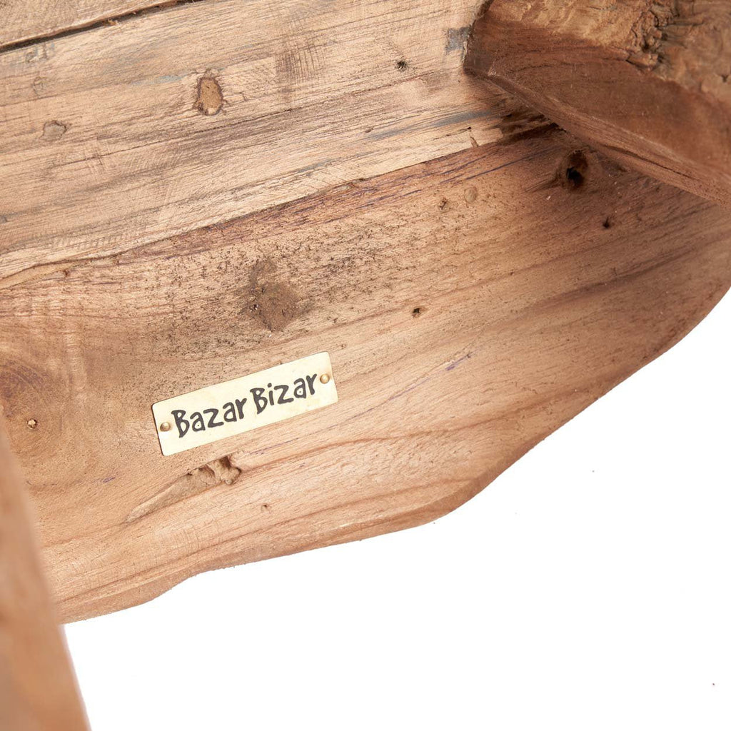 Bijzettafel teakhout rustiek Marabunta naturel 50 x 50 x 40 cm voor woonkamer, slaapkamer of overdekt terras