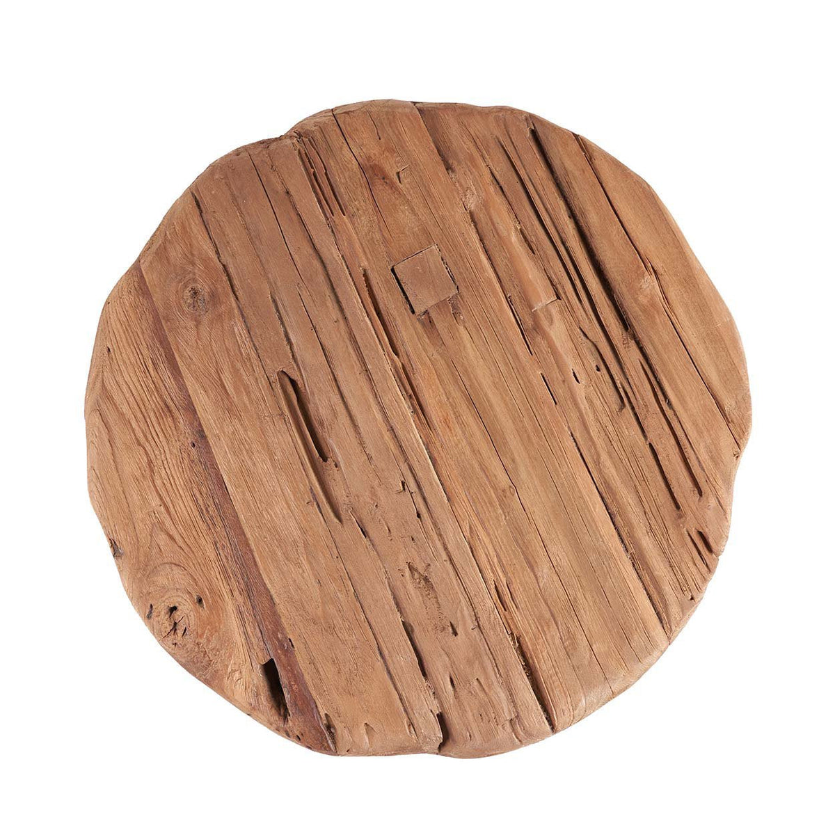 Bijzettafel teakhout rustiek Marabunta naturel 50 x 50 x 40 cm voor woonkamer, slaapkamer of overdekt terras