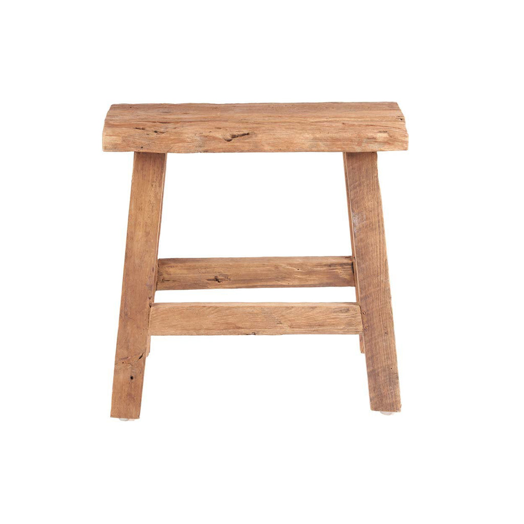 Kruk teakhout rustiek naturel, handgemaakt – 50 x 27 x 50 cm, voor woonkamer, keuken of slaapkamer