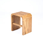 Bijzettafel massief teak naturel, model Arc, 30 x 40 x 45 cm, voor slaapkamer of woonkamer