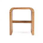 Bijzettafel massief teak naturel, model Arc, 30 x 40 x 45 cm, voor slaapkamer of woonkamer