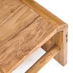 Bijzettafel massief teak naturel, model Arc, 30 x 40 x 45 cm, voor slaapkamer of woonkamer