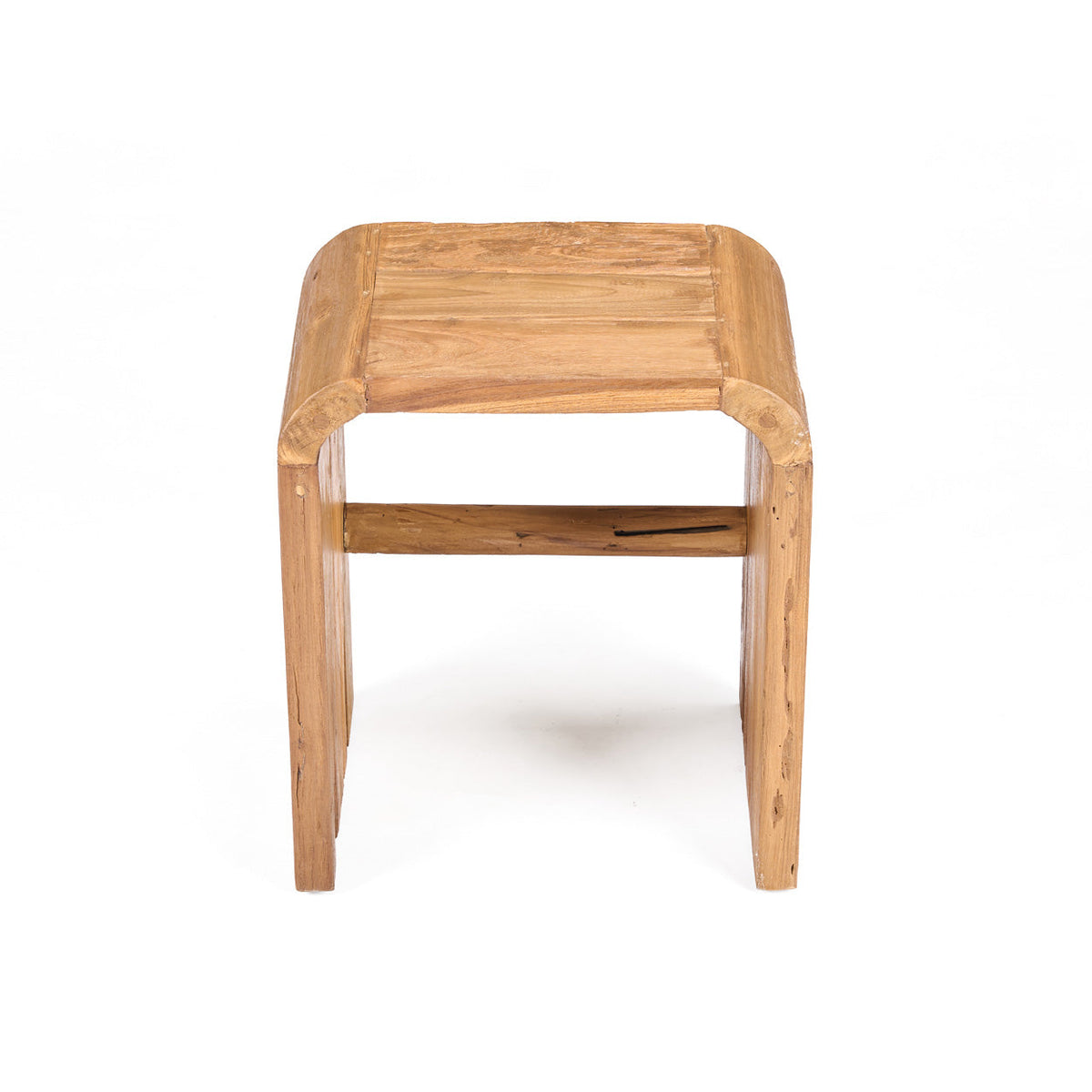 Bijzettafel massief teak naturel, model Arc, 30 x 40 x 45 cm, voor slaapkamer of woonkamer