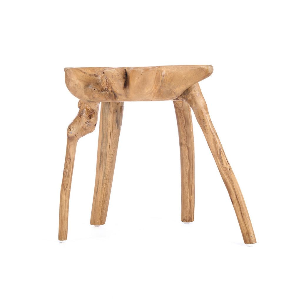 Bijzettafel teakhout wortelhout Rooty naturel, handgemaakt, 45 x 45 x 45 cm