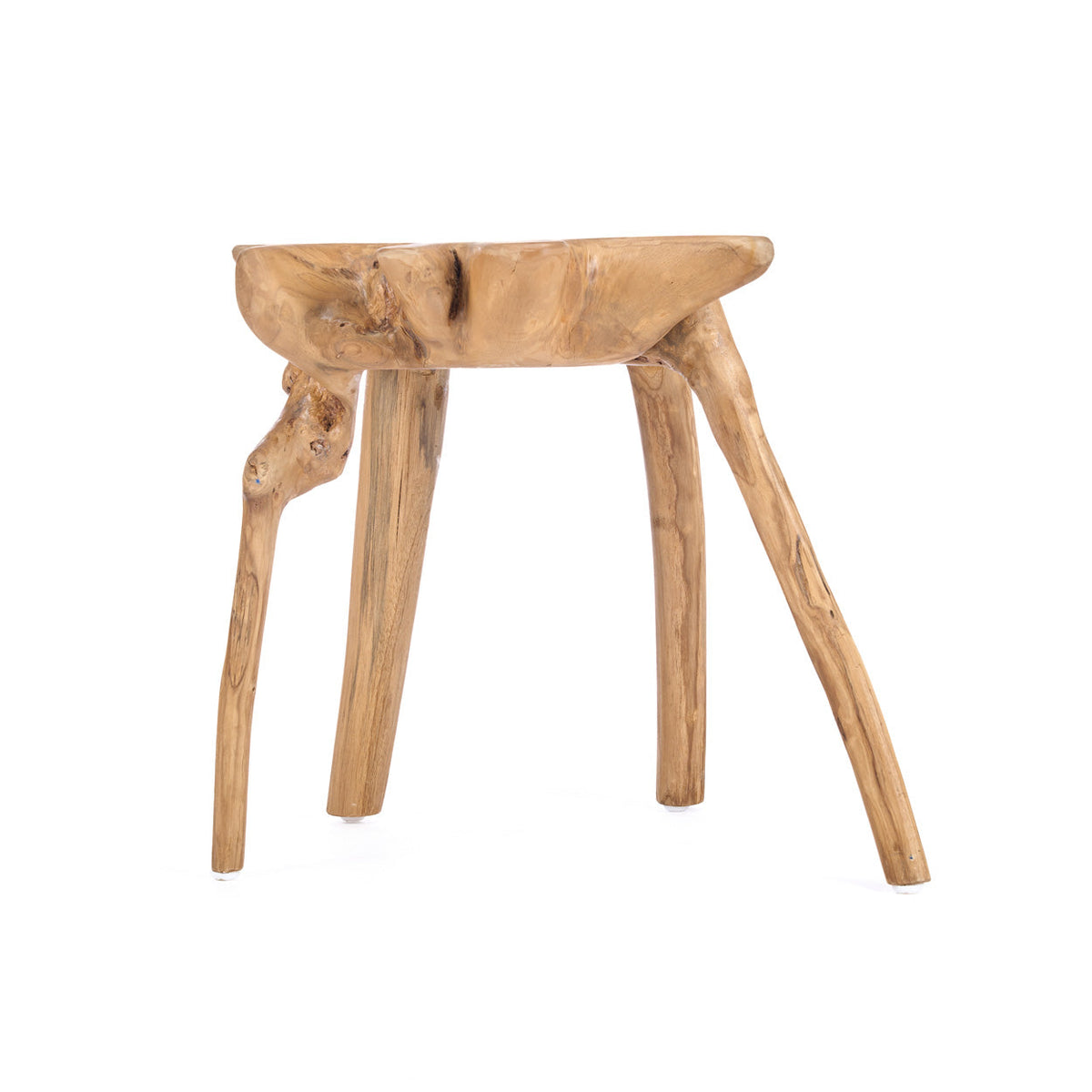 Bijzettafel teakhout wortelhout Rooty naturel, handgemaakt, 45 x 45 x 45 cm