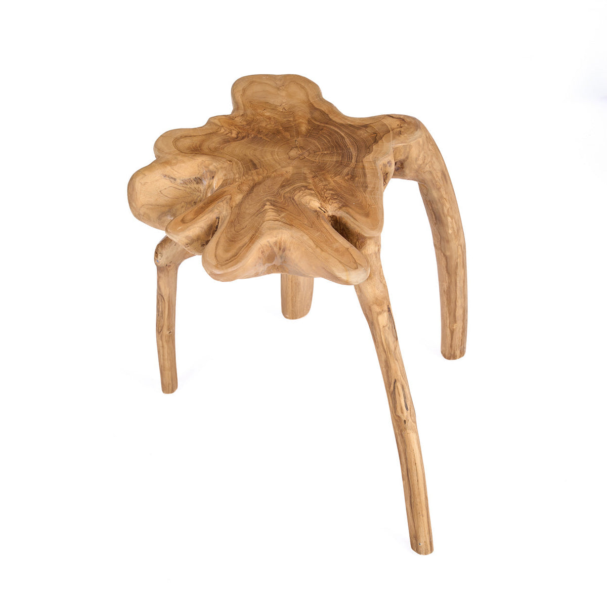 Bijzettafel teakhout wortelhout Rooty naturel, handgemaakt, 45 x 45 x 45 cm