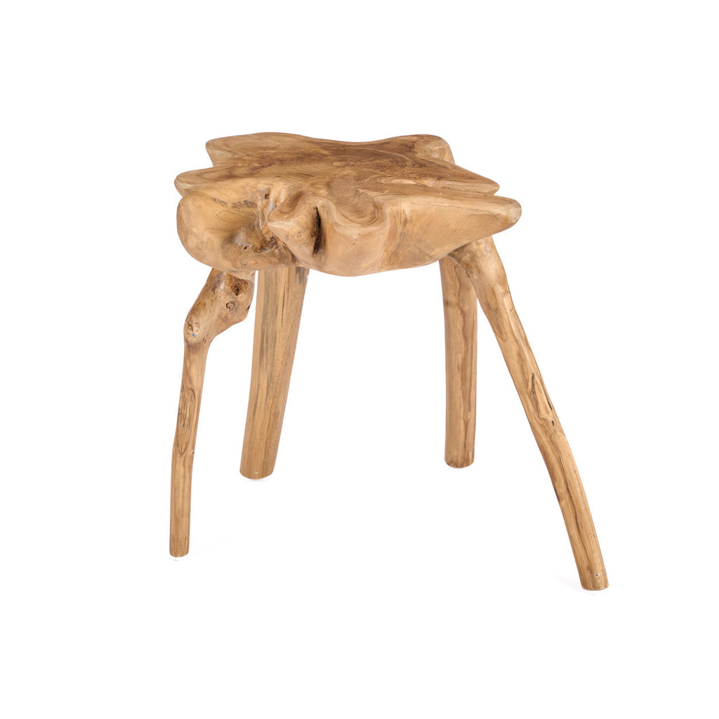 Bijzettafel teakhout wortelhout Rooty naturel, handgemaakt, 45 x 45 x 45 cm