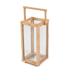 Lantaarn gerecycled teakhout naturel, Nusa Penida L – 28 x 28 x 60 cm, voor binnen en buiten