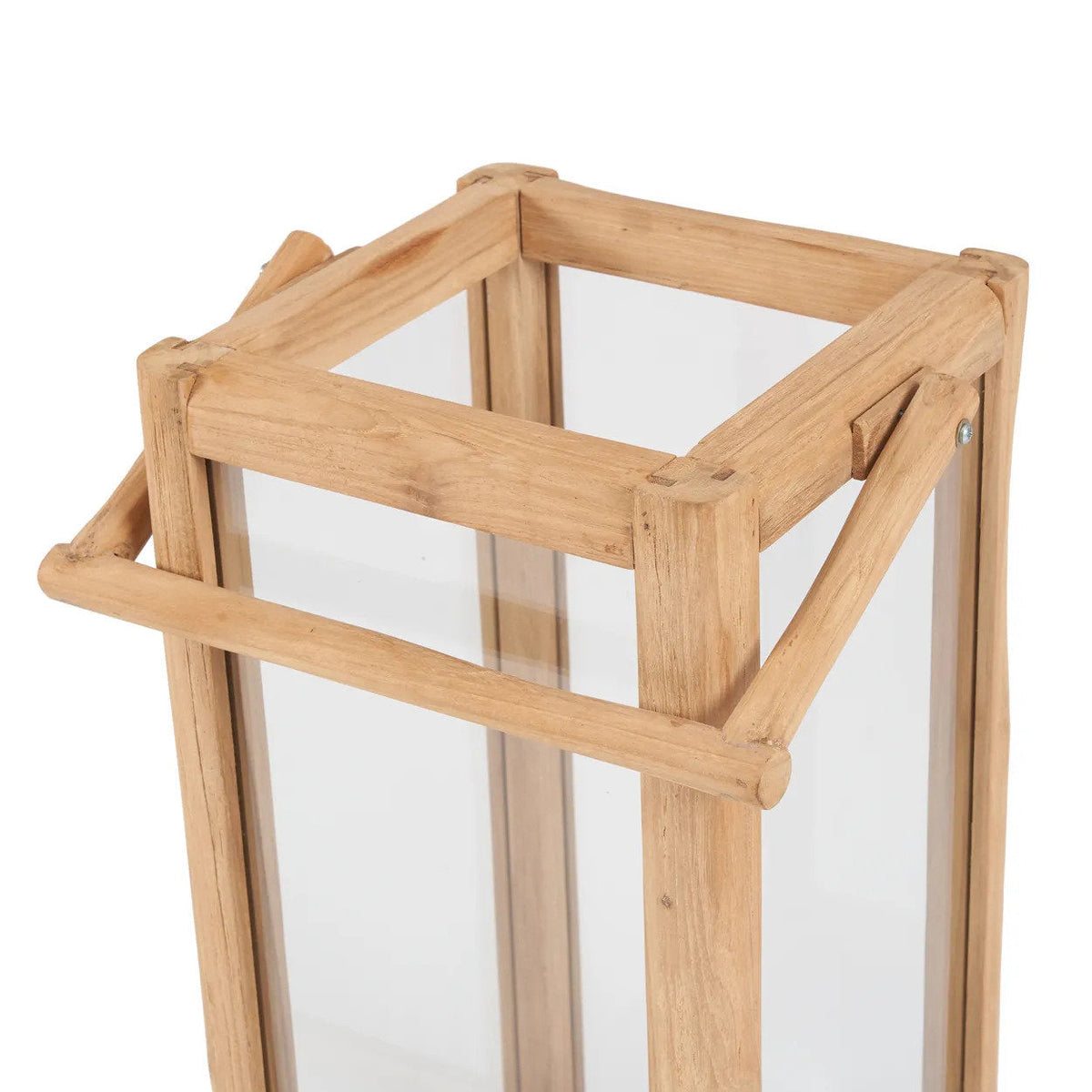 Lantaarn gerecycled teakhout naturel, Nusa Penida L – 28 x 28 x 60 cm, voor binnen en buiten