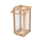 Lantaarn gerecycled teakhout naturel, Nusa Penida L – 28 x 28 x 60 cm, voor binnen en buiten