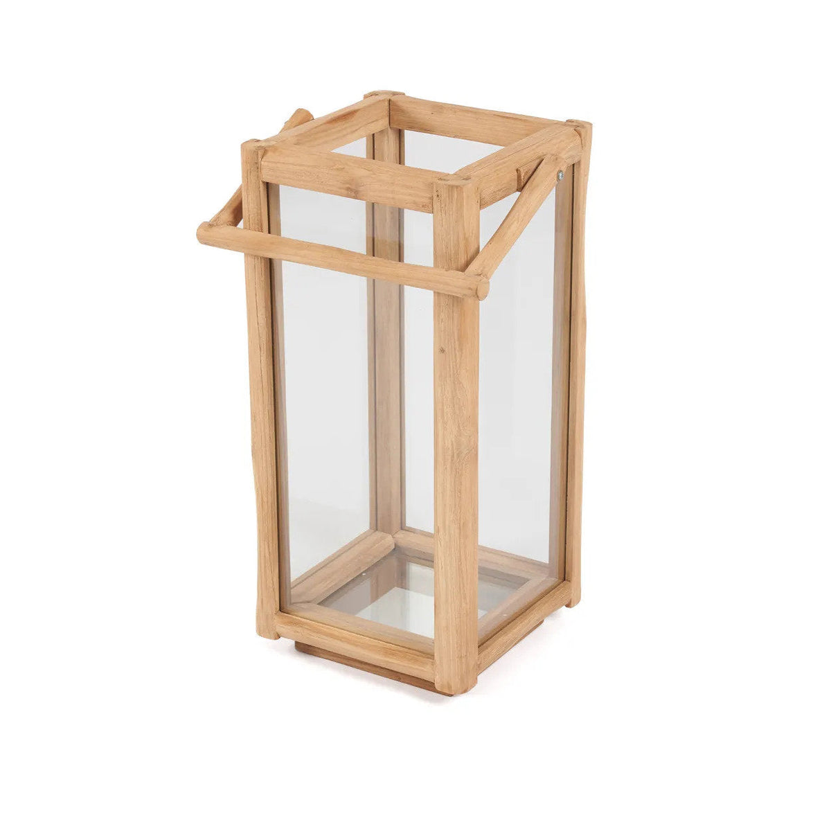 Lantaarn gerecycled teakhout naturel, Nusa Penida L – 28 x 28 x 60 cm, voor binnen en buiten