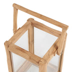 Lantaarn teakhout gerecycled Nusa Penida S, naturel – 28 x 28 x 43 cm, voor binnen en buiten