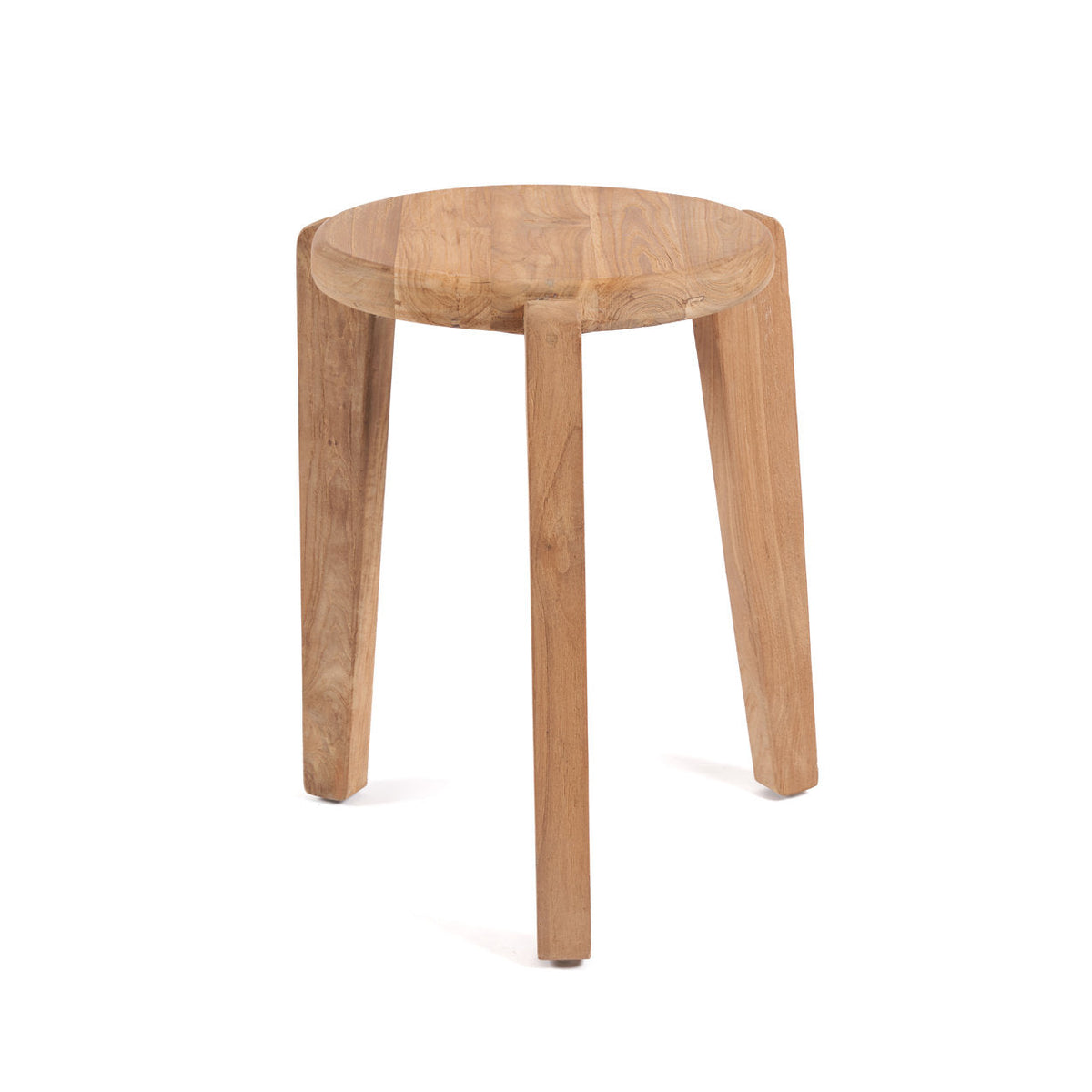 Bijzettafel gerecycled teakhout Seseh, naturel – Ø 40 x H 50 cm, woonkamer en slaapkamer