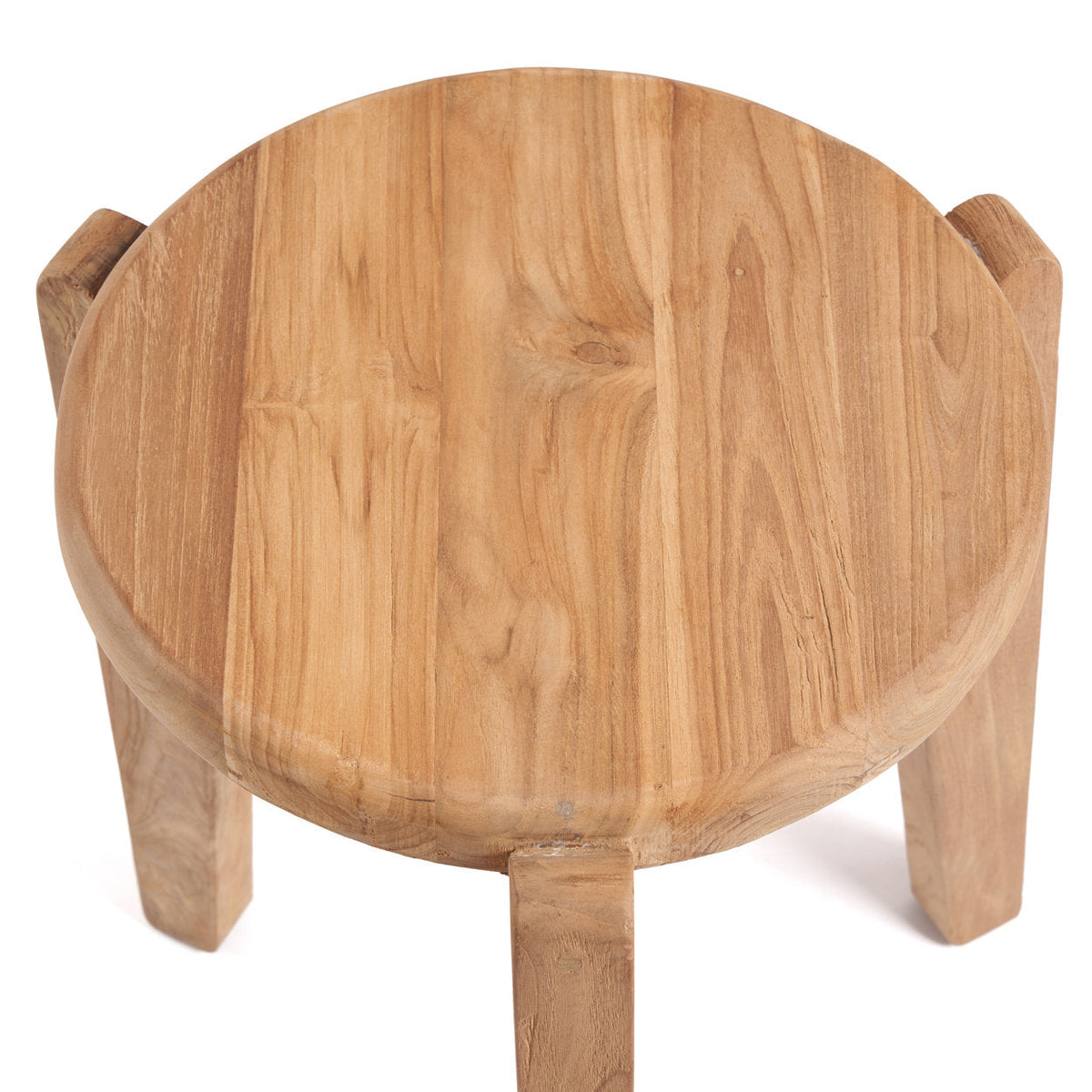 Bijzettafel gerecycled teakhout Seseh, naturel – Ø 40 x H 50 cm, woonkamer en slaapkamer