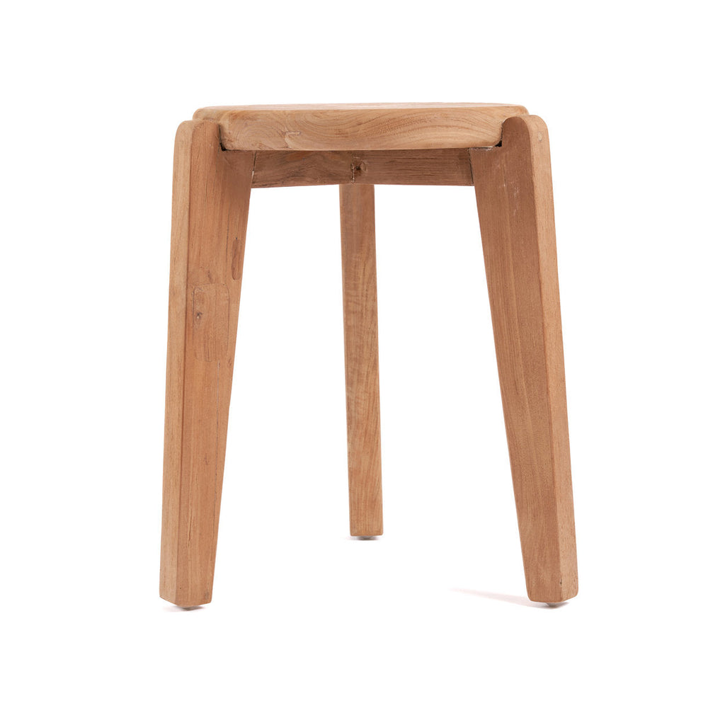 Bijzettafel gerecycled teakhout Seseh, naturel – Ø 40 x H 50 cm, woonkamer en slaapkamer