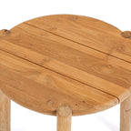 Bijzettafel teakhout Gilimanuk naturel 47 x 47 x 50 cm, driepoots voor buiten, terras en balkon