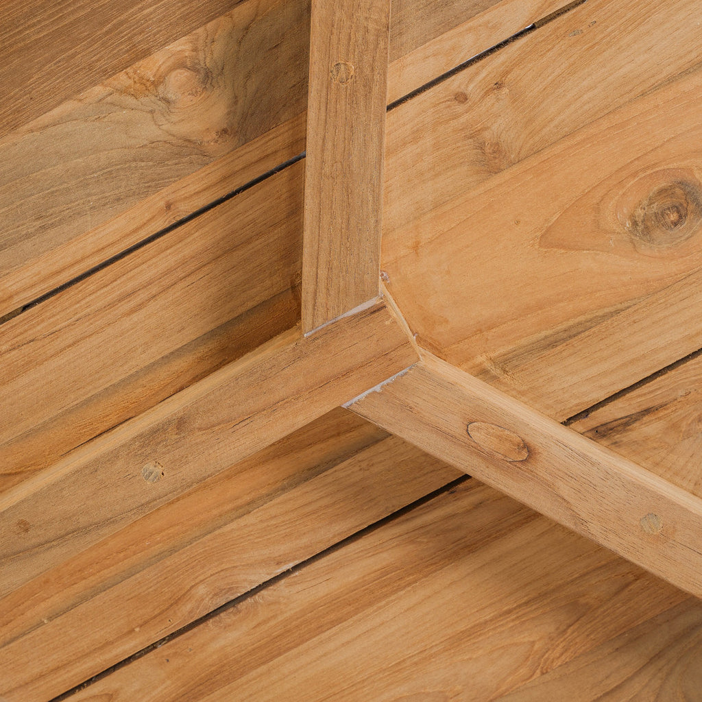 Bijzettafel teakhout Gilimanuk naturel 47 x 47 x 50 cm, driepoots voor buiten, terras en balkon