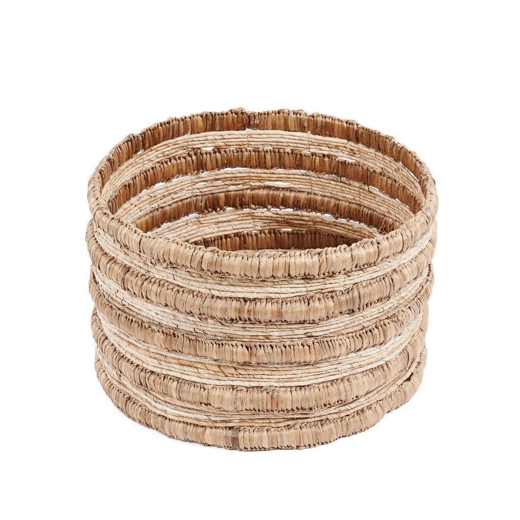 Mand waterhyacint en bananenblad Chungu handgeweven, naturel – Ø 54 x 35 cm, voor opberging en decoratie