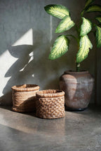 Mand waterhyacint en bananenblad Chuka, naturel, handgevlochten, Ø 38 x 34 cm, opbergmand