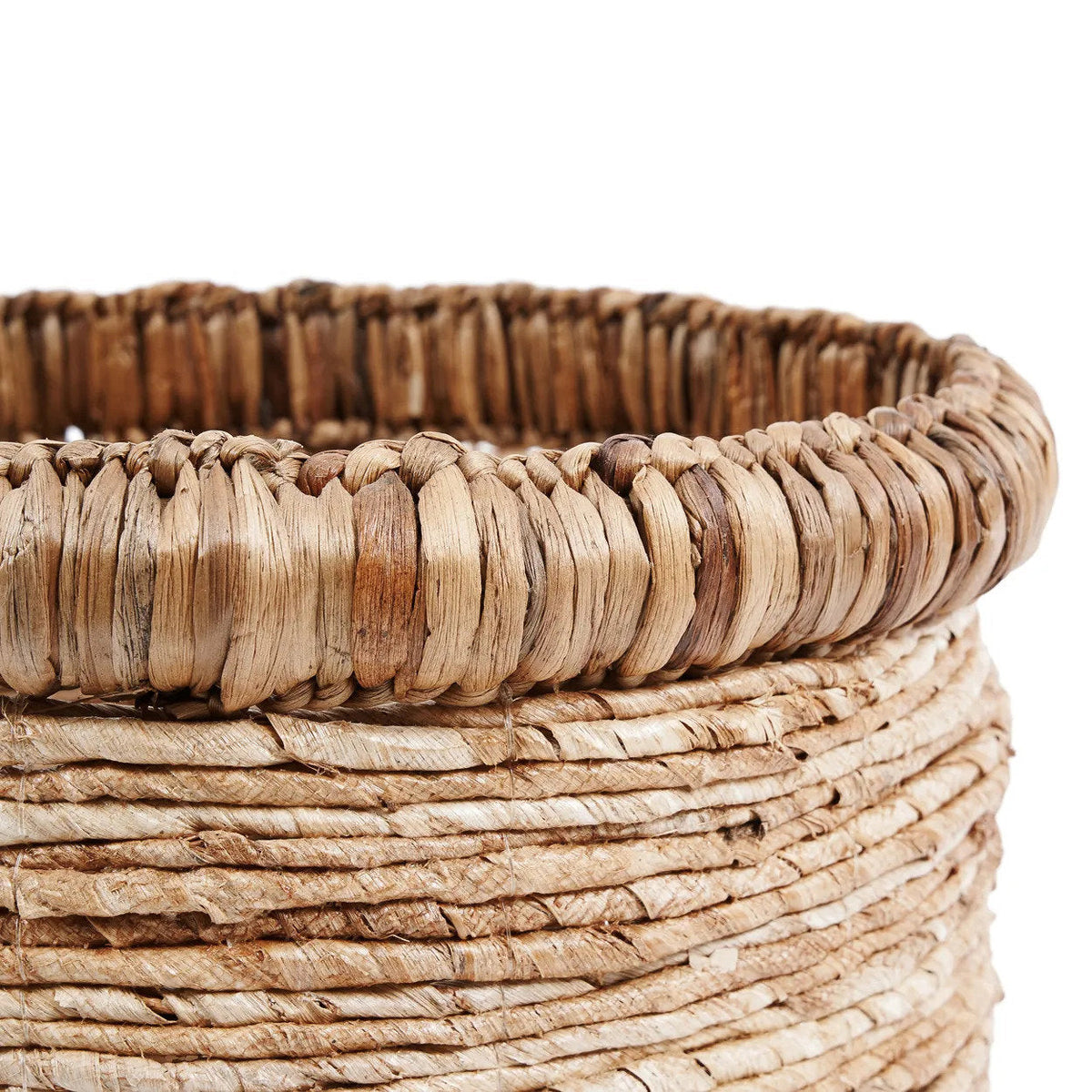 Mand waterhyacint en bananenblad Chuka, naturel, handgevlochten, Ø 38 x 34 cm, opbergmand
