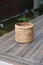 Mand waterhyacint Choppy handgevlochten naturel Ø 36 x 31 cm, voor opbergen