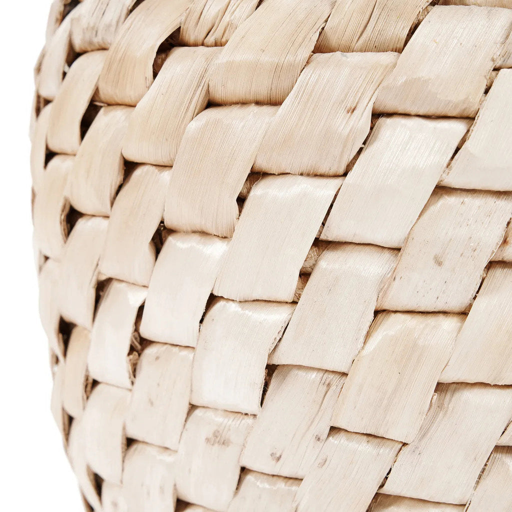 Mand bananenblad Chidi naturel, handgemaakt, diagonaal vlechtpatroon – Ø 41 x 34 cm voor plaids en tijdschriften