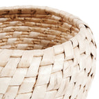 Mand bananenblad Chidi naturel, handgemaakt, diagonaal vlechtpatroon – Ø 41 x 34 cm voor plaids en tijdschriften