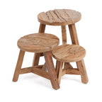 Kruk gerecycled teakhout Yatai, naturel – Ø 45 x 45 cm, voor binnen en overdekt buiten