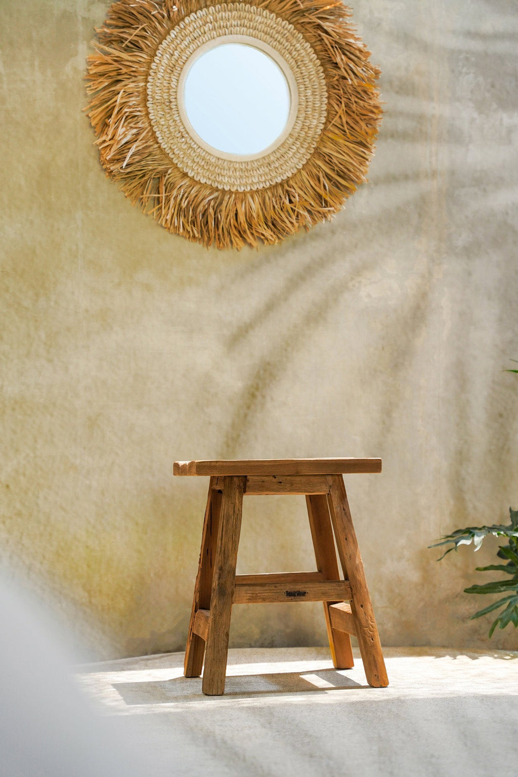 Kruk gerecycled teakhout Yoke naturel – H 46 x B 30 x L 40 cm, voor binnen en overdekt buiten