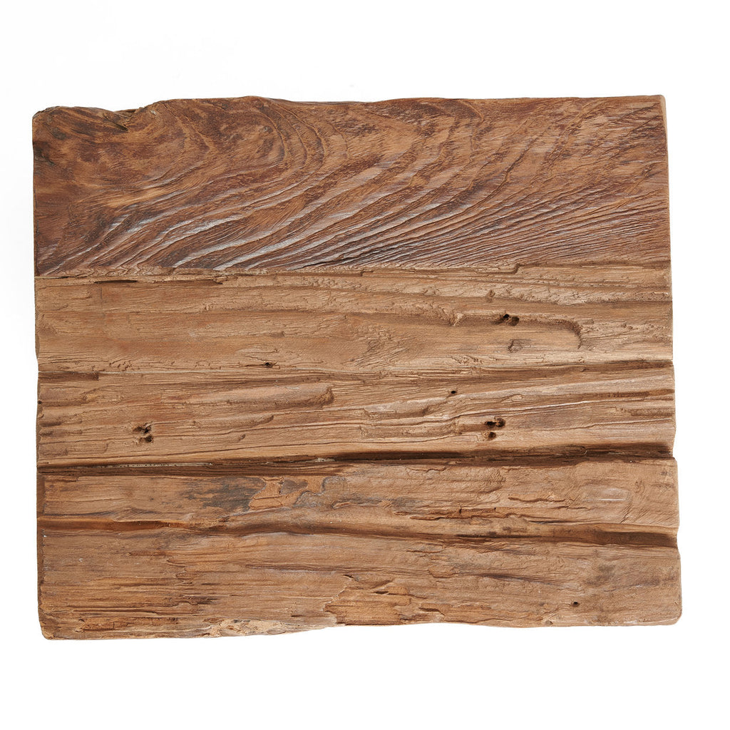 Kruk gerecycled teakhout naturel Yoke, handgemaakt – 29 x 21 x 25 cm