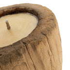 Kandelaar hout met kaarsvet, rustiek naturel, 34 x 34 x 38 cm, voor woonkamer en eettafel