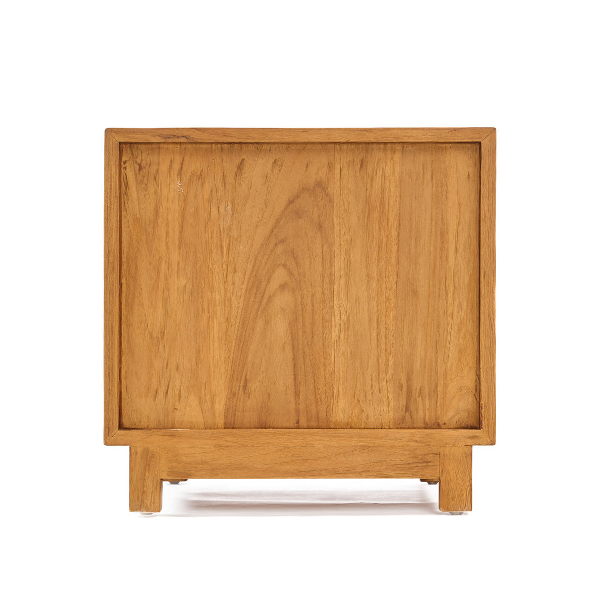 Nachtkastje teak en riet Harmony, naturel – 51 x 48 x 48 cm, met twee lades voor de slaapkamer