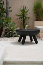 Salontafel suarhout Losten, rond, zwart – Ø 78,5 x 44 cm, woonkamer