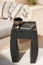 Kruk suarhout Montano zwart 38 x 38 x 47 cm, handbewerkt look voor woonkamer of hal