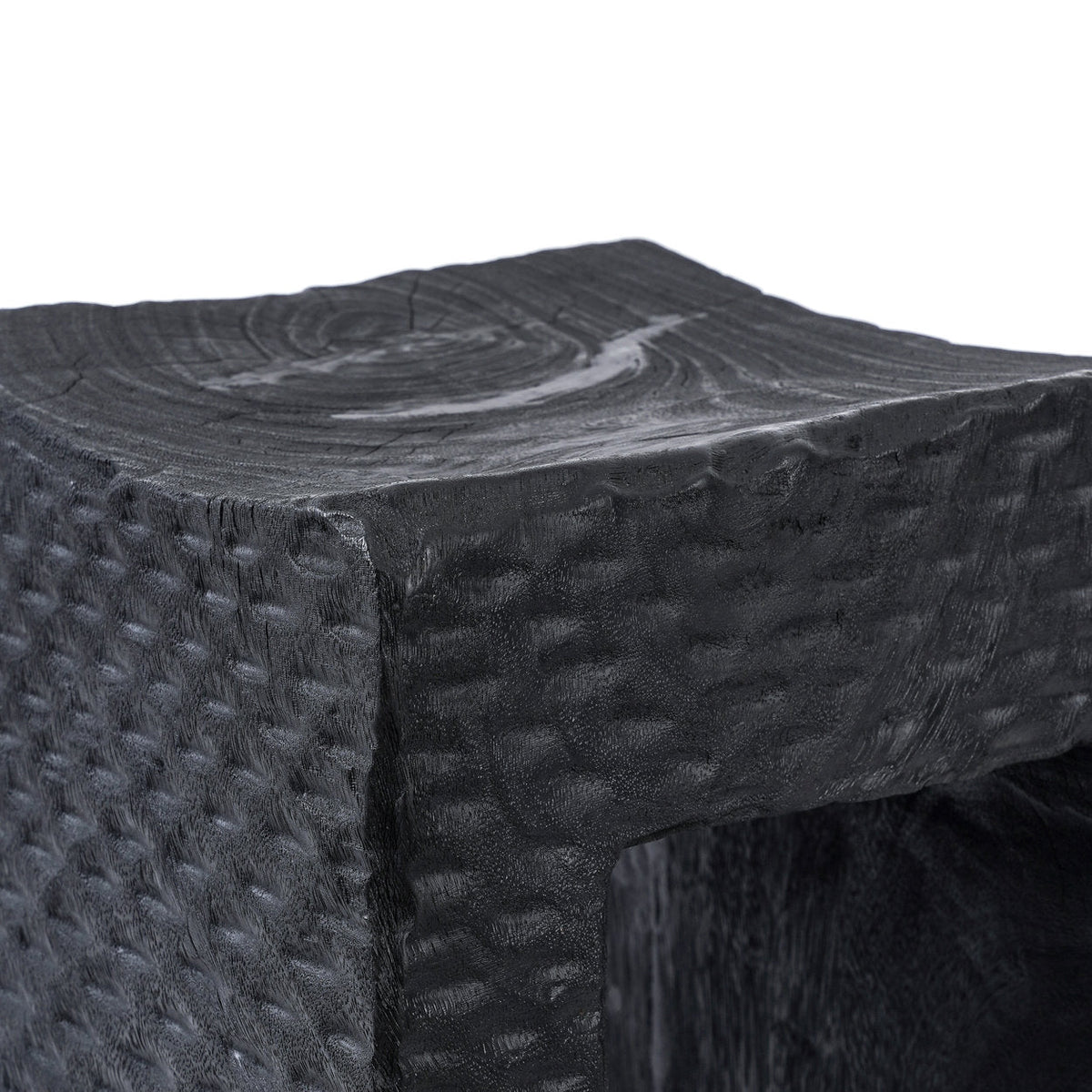 Kruk suarhout Montano zwart 38 x 38 x 47 cm, handbewerkt look voor woonkamer of hal