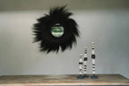 Spiegel Rayung-gras Simba zwart, boho wandspiegel Ø 100 cm voor woonkamer, hal en slaapkamer