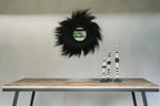 Spiegel Rayung gras Simba zwart rond Ø 70 cm, spiegelglas Ø 20 cm, voor hal of boven console