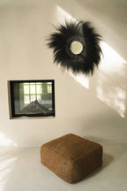 Spiegel Rayung gras Simba zwart rond Ø 70 cm, spiegelglas Ø 20 cm, voor hal of boven console
