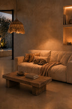 Hanglamp abaca gras handgeweven, naturel – 50 x 50 x 50 cm, voor slaapkamer en woonkamer