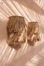 Wandlamp abaca gras handgemaakt boho naturel L 20 x B 17 x H 35 cm, kabel en E27-fitting