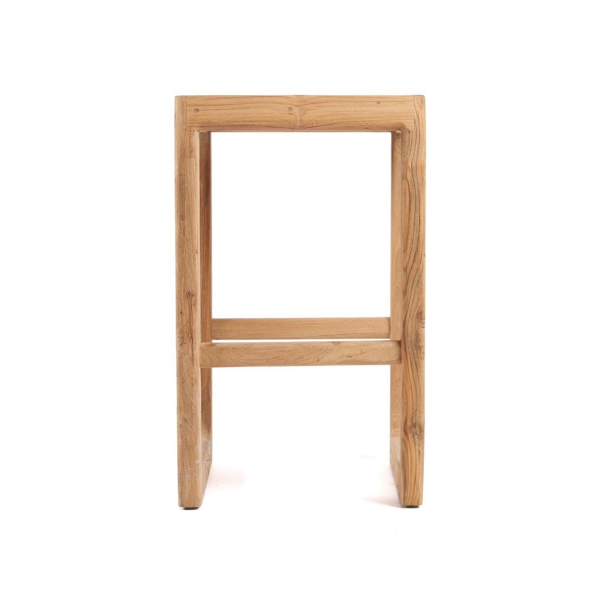 Barkruk gerecycled teakhout Ithaca naturel, zitvlak 42 x 42 cm, hoogte 70 cm, binnen en buiten
